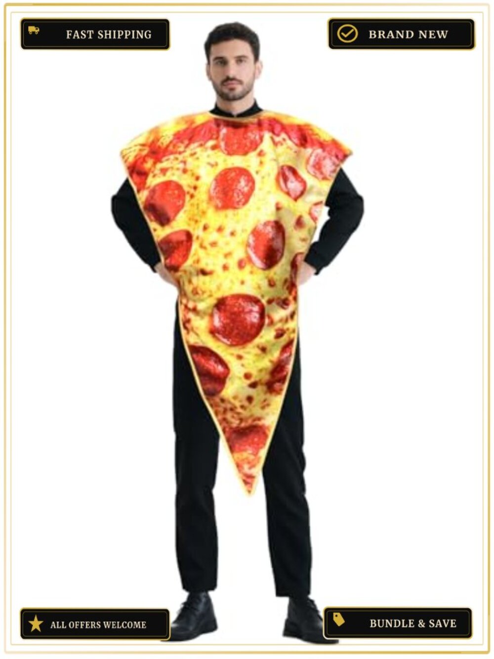 Pizza Slice Costume Adult One Size Polyester Halloween Food Outfit